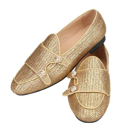 Luxury Woven Monk Strap Loafers - Men Shoes - Loafer Shoes - Guocali