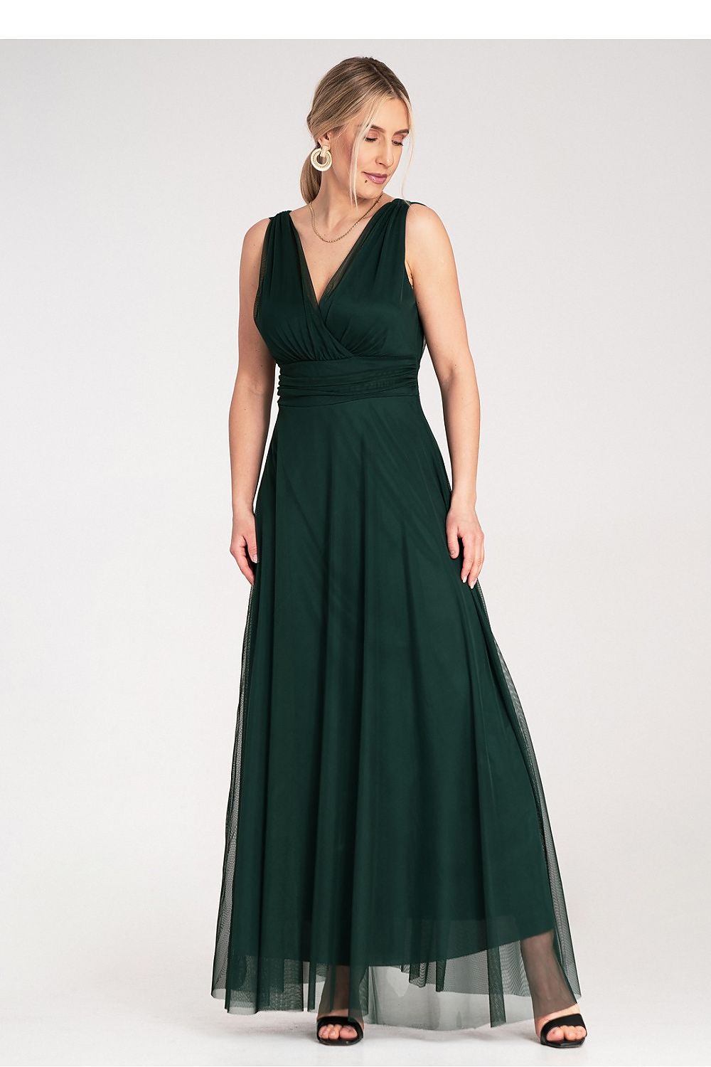 Maxi Dress – Wrap Neck, Wrap, Ruching – Daydress | GUOCALI – view 4