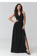Maxi Wedding Guest Dress – V-Neck, Fitted Cut, Ruching – Daydress | GUOCALI – view 7