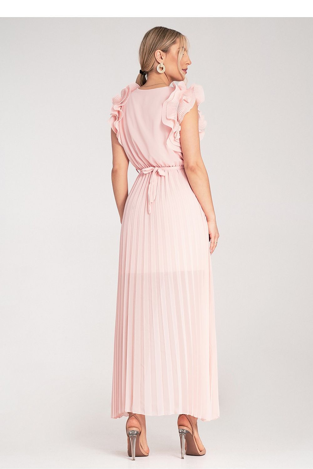 Maxi Wedding Guest Dress – Wrap Neck, Wrap, Pleats – Daydress | GUOCALI – view 3
