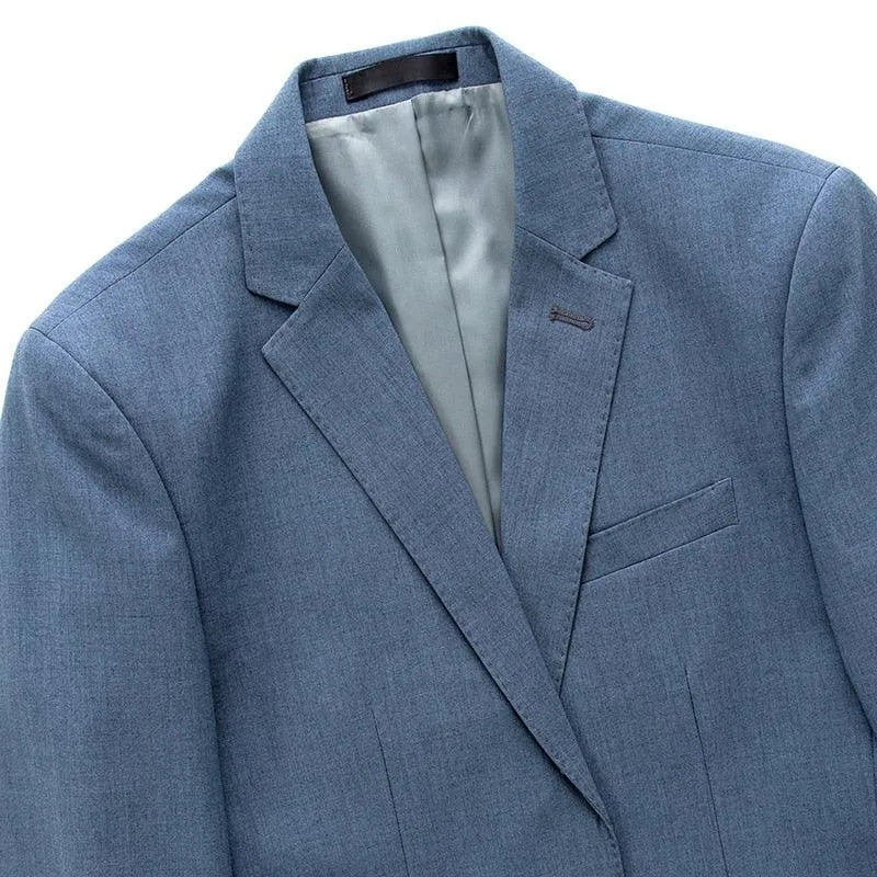 Men Blazer - 1-Button Style Blazer - Blue -Guocali