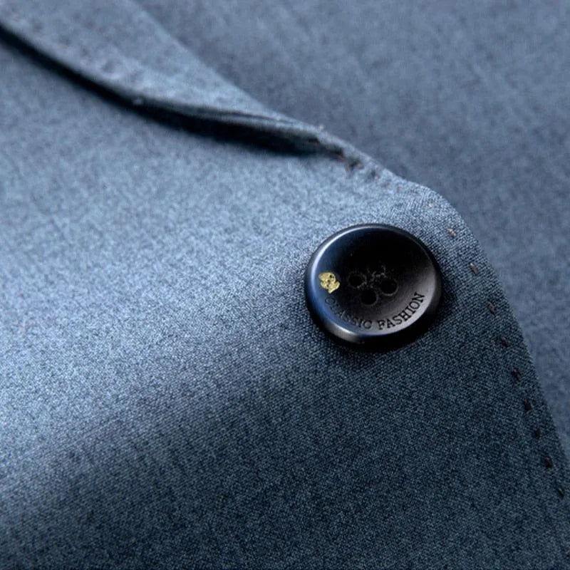 Men Blazer - 1-Button Style Blazer - Blue -Guocali