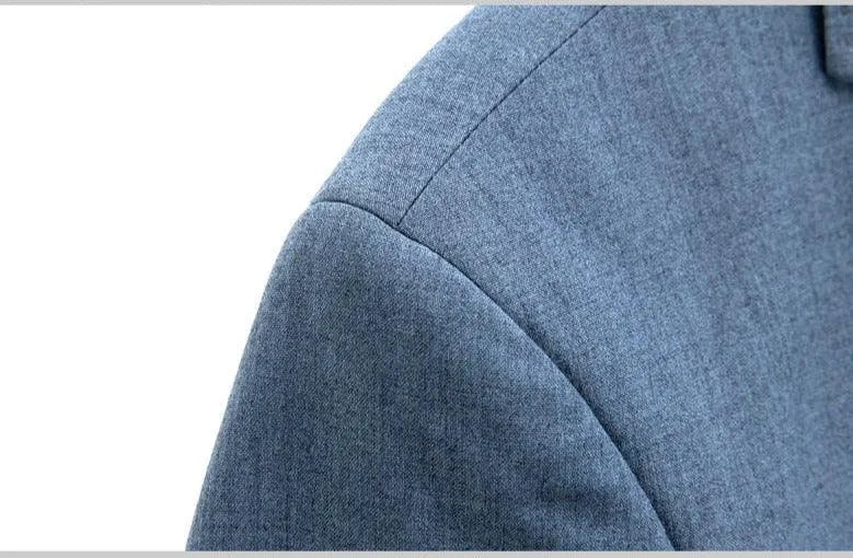 Men Blazer - 1-Button Style Blazer - Blue -Guocali