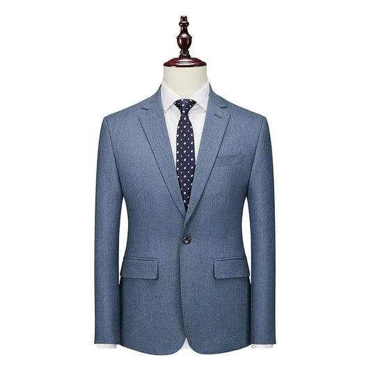 Men Blazer - 1-Button Style Blazer - Blue -Guocali