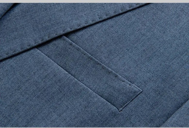 Men Blazer - 1-Button Style Blazer - Blue -Guocali