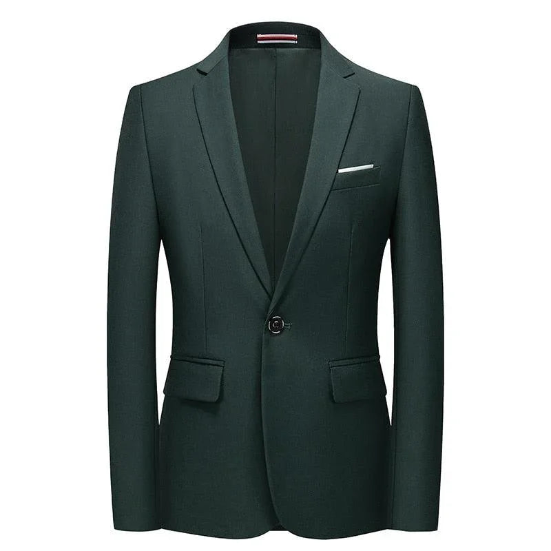 Men Blazer - 1-Button Style Blazer - Green -Guocali