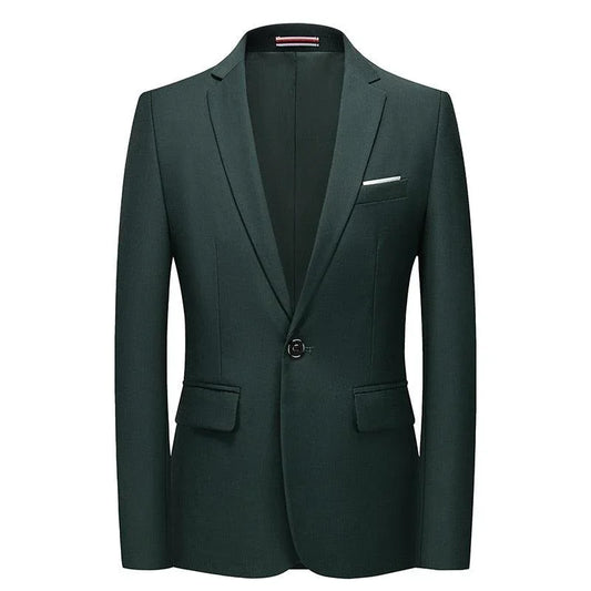 Men Blazer - 1-Button Style Blazer - Green -Guocali