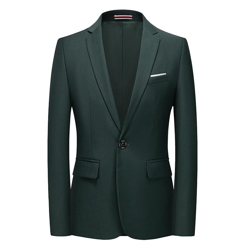 Men Blazer - 1-Button Style Blazer - Green - Men Blazer - Guocali