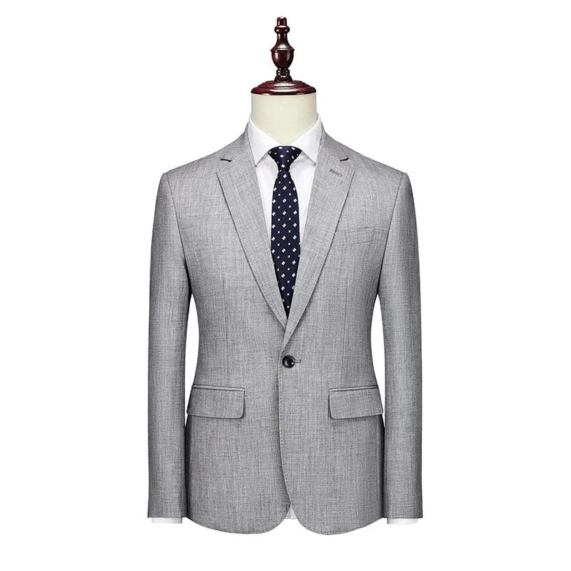 Men Blazer - 1-Button Style Blazer - Grey -Guocali