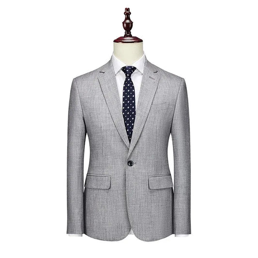 Men Blazer - 1-Button Style Blazer - Grey -Guocali