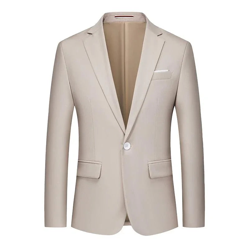 Men Blazer - 1-Button Style Blazer - Khaki -Guocali