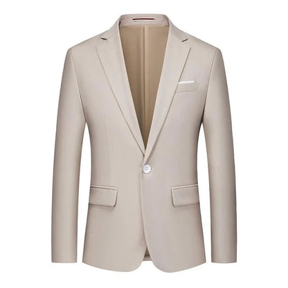 Men Blazer - 1-Button Style Blazer - Khaki -Guocali