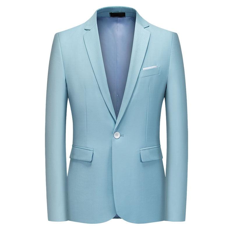 Men Blazer - 1-Button Style Formal Blazer - Light Blue - Men Blazer - Guocali