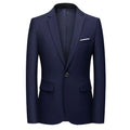 Men Blazer - 1-Button Style Formal Blazer - Navy Blue -Guocali