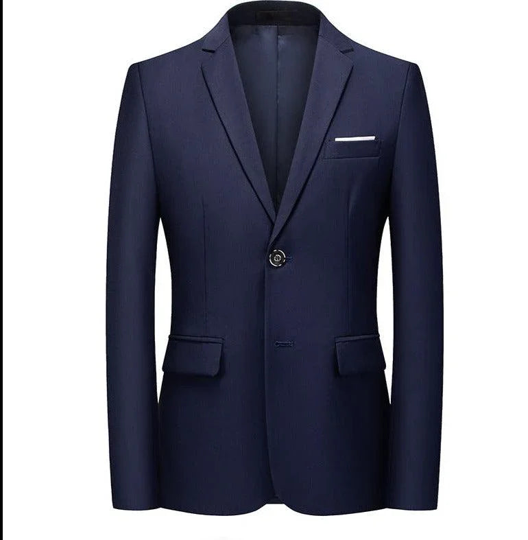 Men Blazer - 1-Button Style Formal Blazer - Navy Blue -Guocali
