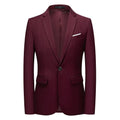 Men Blazer - 1-Button Style Formal Blazer - Red -Guocali