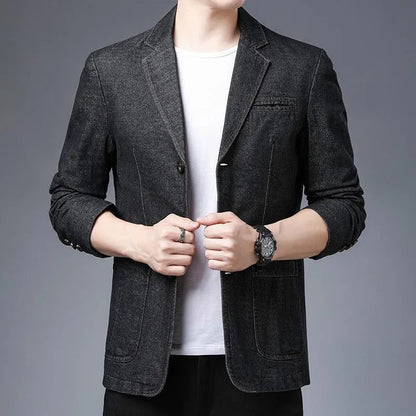 Men Blazer - Casual Denim Blazer -Guocali
