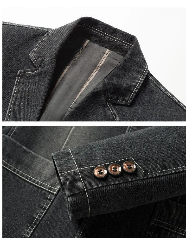 Men Blazer - Casual Denim Blazer -Guocali