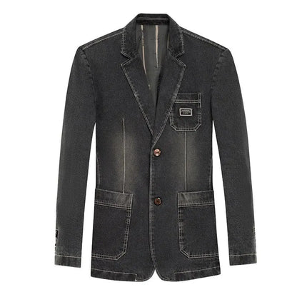 Men Blazer - Casual Denim Blazer -Guocali
