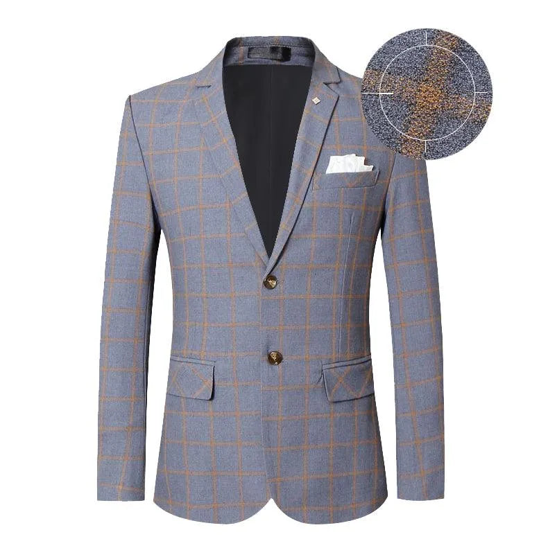 Men Blazer - Checked Formal Blazer -Guocali