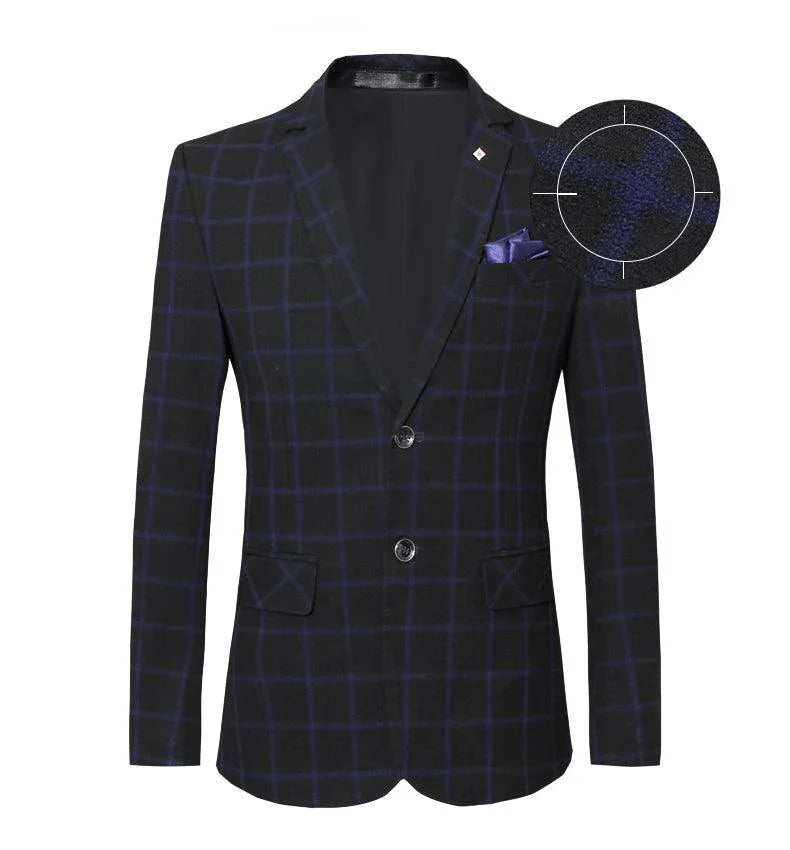 Men Blazer - Checked Formal Blazer -Guocali