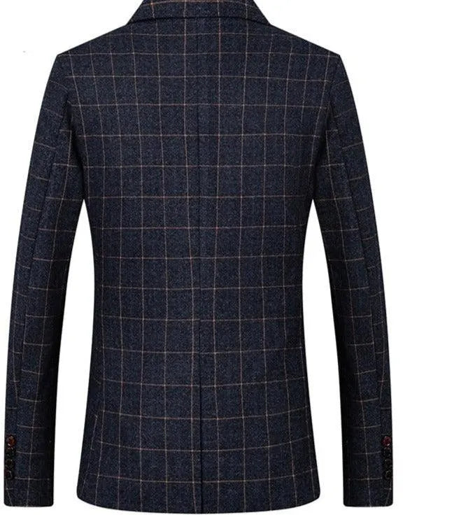 Men Blazer - Checked Formal Blazer -Guocali