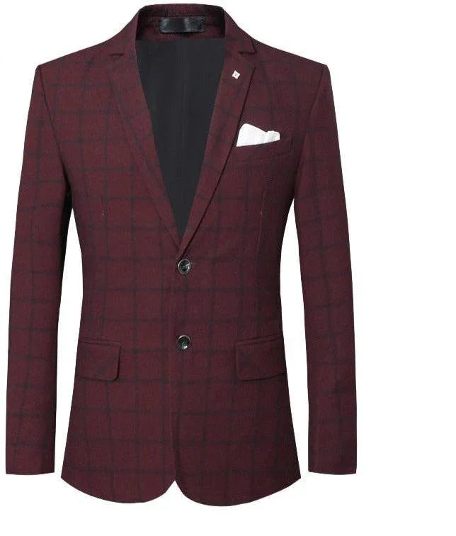 Men Blazer - Checked Formal Blazer -Guocali