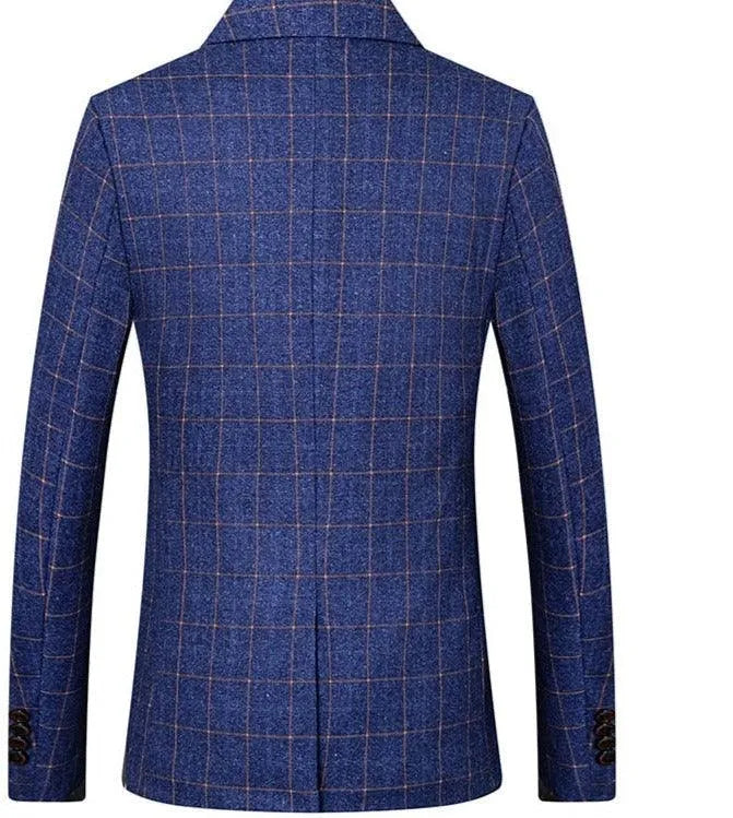 Men Blazer - Checked Formal Blazer -Guocali