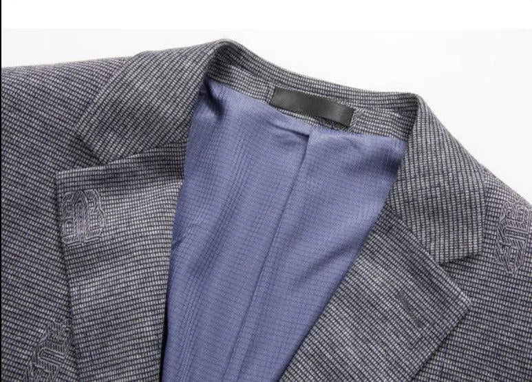 Men Blazer - Grey Slim Fit Blazer -Guocali
