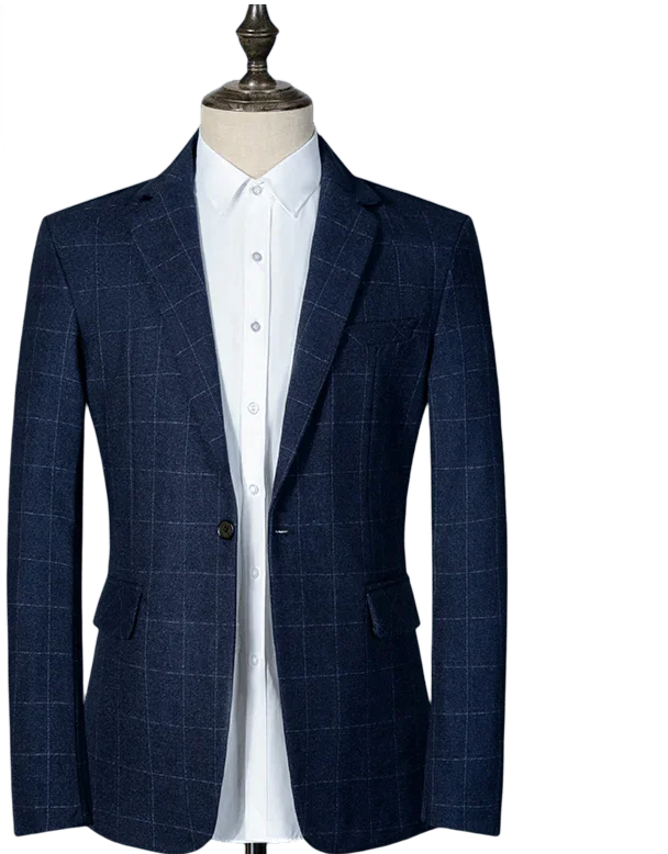 Men Blazer - Plaid Business Casual Blazer -Guocali
