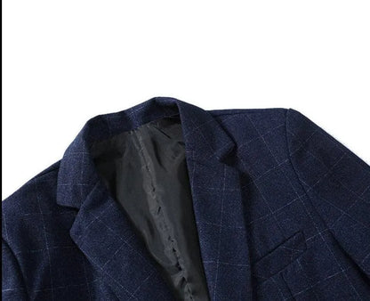 Men Blazer - Plaid Business Casual Blazer -Guocali