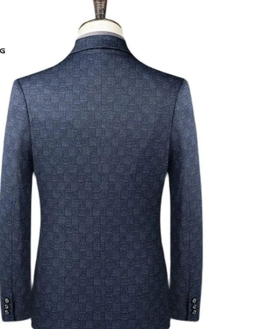 Men Blazer - Plaid Slim Fit Blazer -Guocali