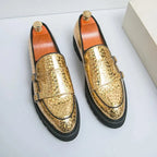 Men Casual Chunky Dress Loafers - Buckles Straps Monk Strap Formal Dress Shoes