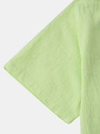 Men Casual Cotton Mandarin Collar Shirt – Breathable - Blue -Guocali