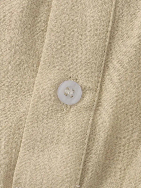 Men Casual Cotton Mandarin Collar Shirt – Breathable - Blue -Guocali