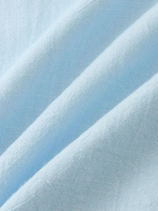 Men Casual Cotton Mandarin Collar Shirt – Breathable - Blue -Guocali