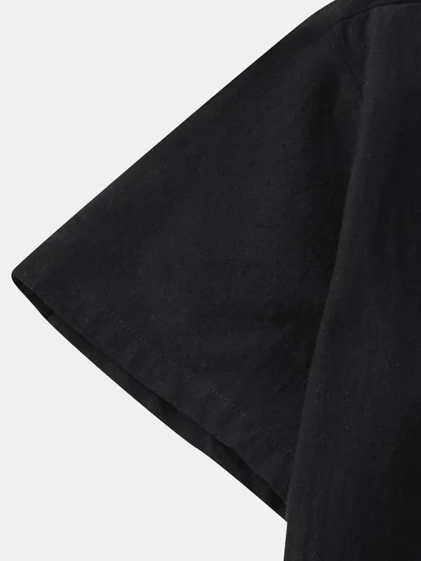 Men Casual Cotton Mandarin Collar Shirt – Breathable - Blue -Guocali