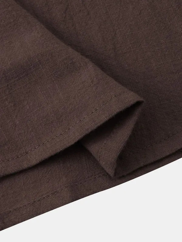 Men Casual Cotton Mandarin Collar Shirt – Breathable - Blue -Guocali