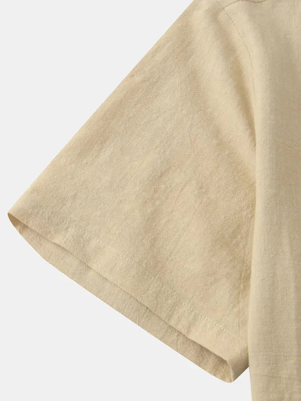 Men Casual Cotton Mandarin Collar Shirt – Breathable - Blue -Guocali