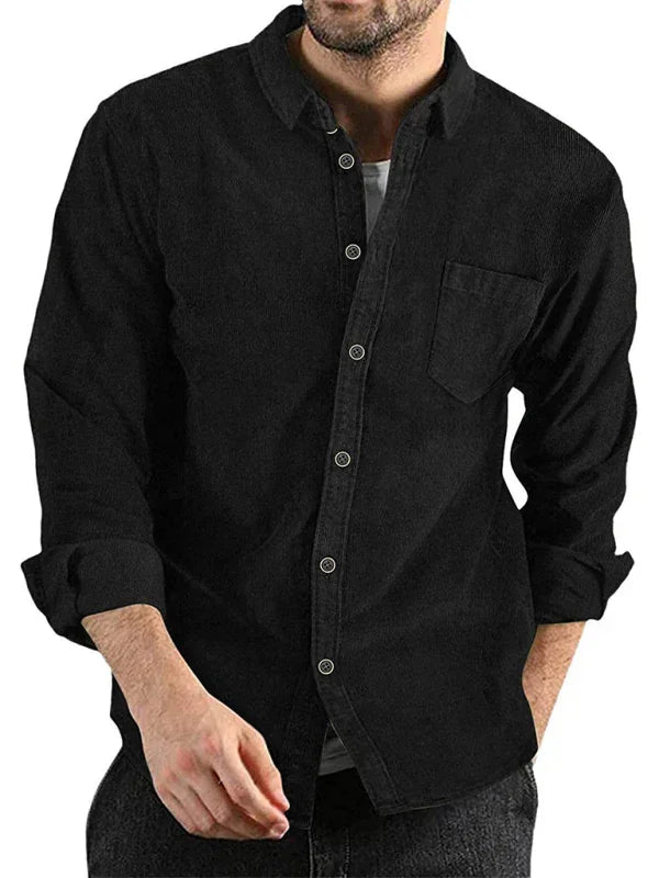 Men Casual Long Sleeves Button-Down Overshirt – Breathable - Brown -Guocali