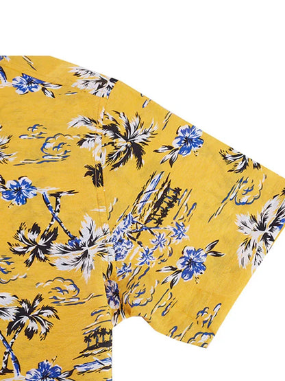 Men Casual Short Sleeves Hawaiian Shirt – Lightweight - Blue, White -Guocali