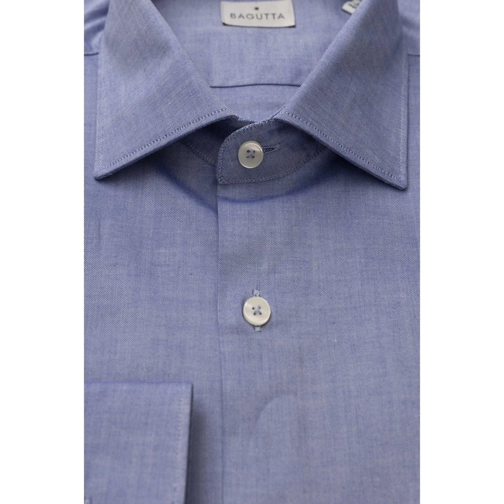 Men Cotton Long Sleeves Dress Shirt – Breathable - Blue -Guocali