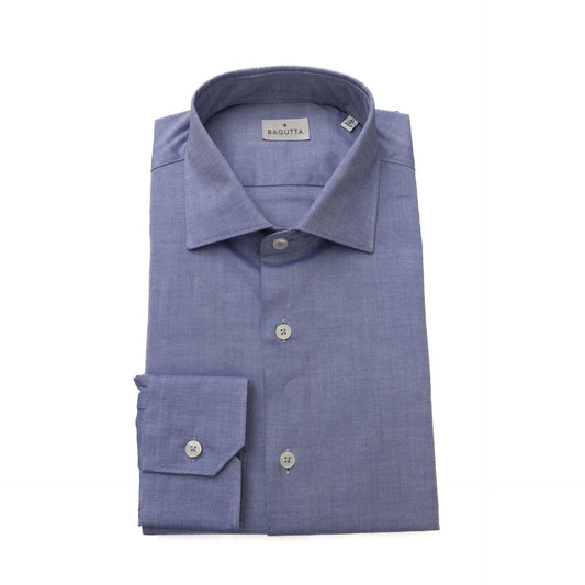 Men Cotton Long Sleeves Dress Shirt – Breathable - Blue -Guocali