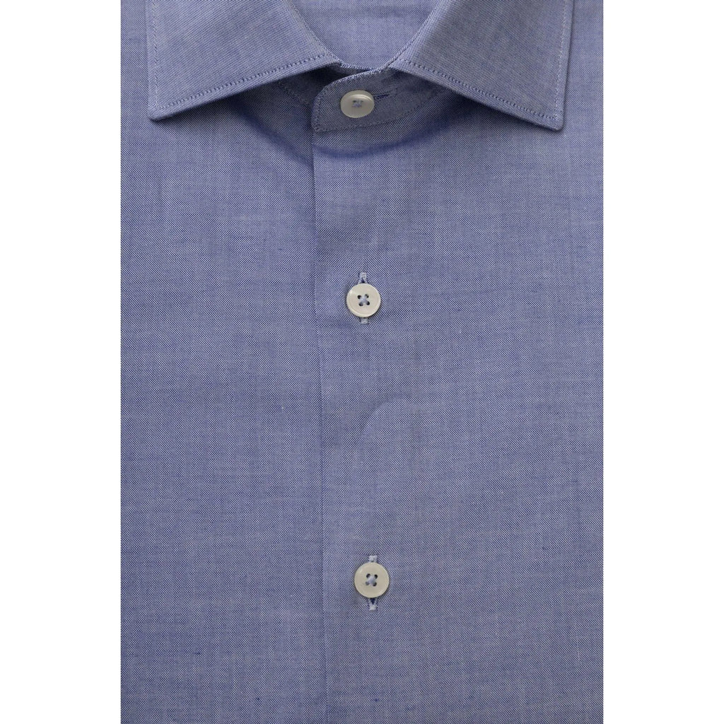 Men Cotton Long Sleeves Dress Shirt – Breathable - Blue -Guocali