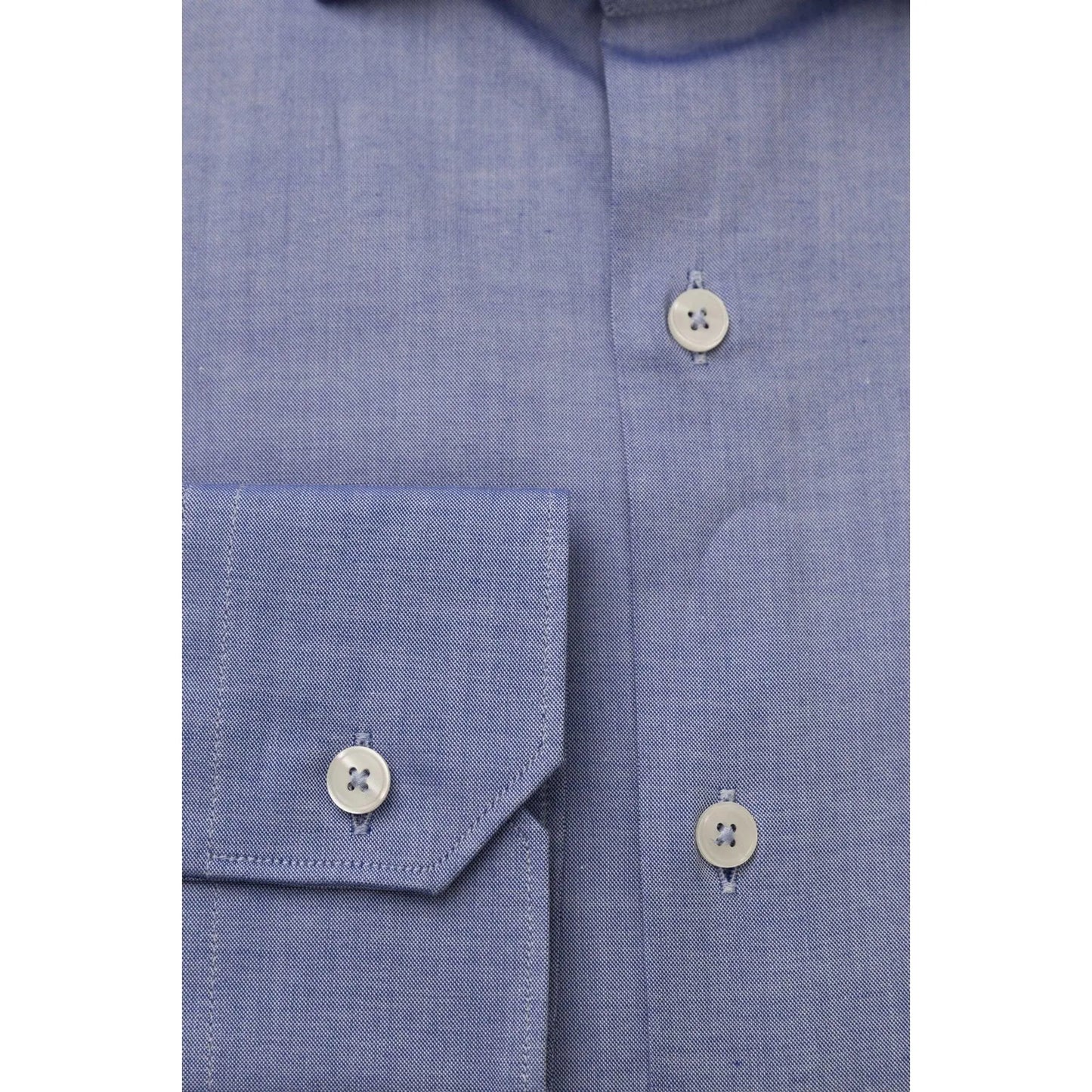 Men Cotton Long Sleeves Dress Shirt – Breathable - Blue -Guocali