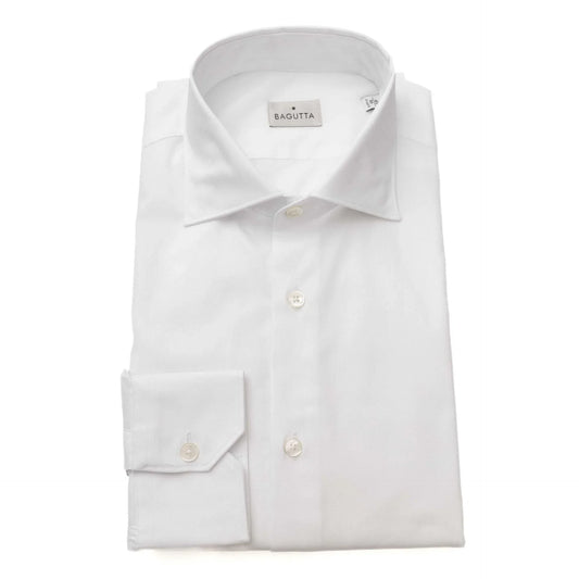 Men Cotton Long Sleeves Dress Shirt – Breathable - White -Guocali