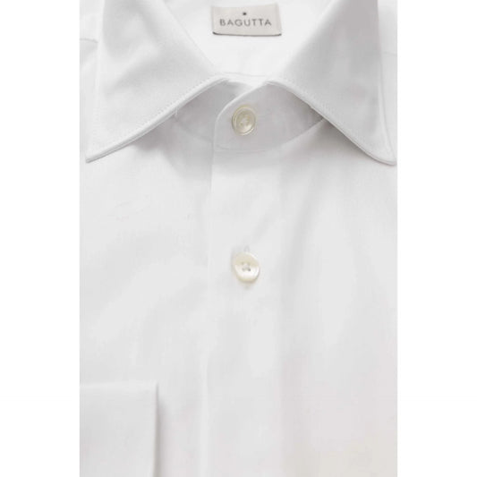 Men Cotton Long Sleeves Dress Shirt – Breathable - White -Guocali