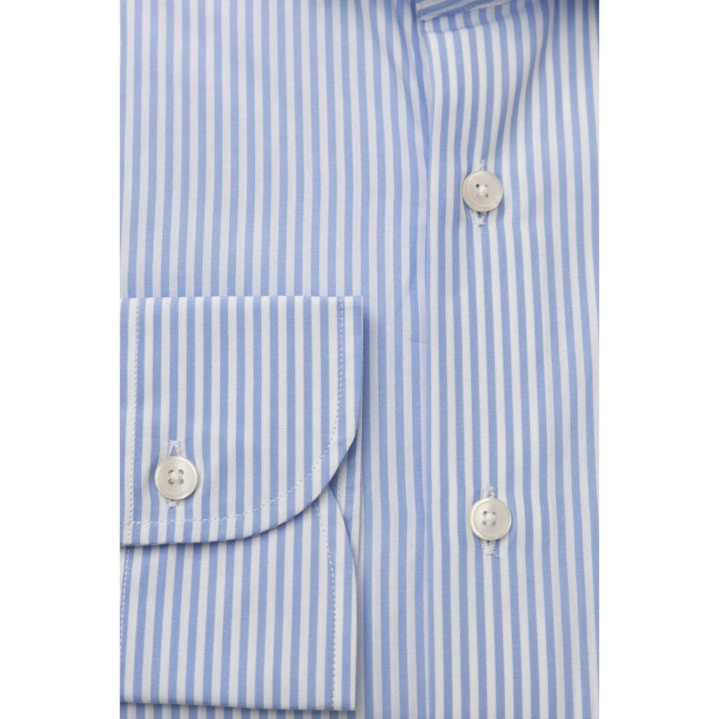 Men Cotton Long Sleeves Point Collar Dress Shirt – Breathable - Blue, White -Guocali