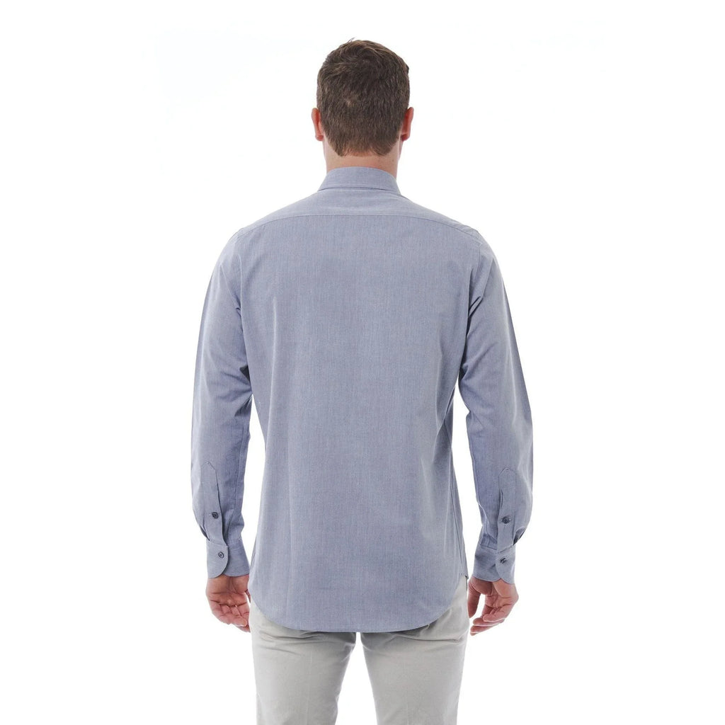 Men Cotton Long Sleeves Regular Fit Dress Shirt – Breathable - Blue -Guocali