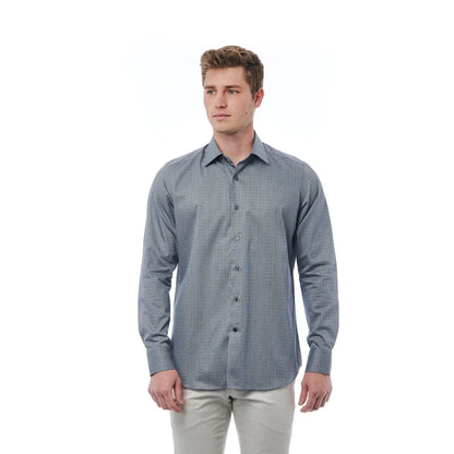 Men Cotton Long Sleeves Regular Fit Dress Shirt – Breathable - Blue -Guocali